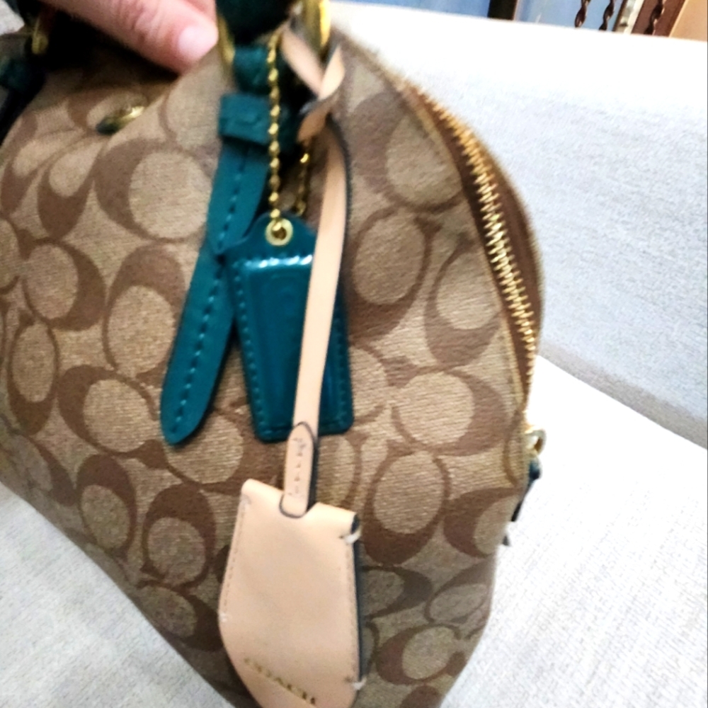 Coach Peyton Signature Cora Domed Shoulder Bag Satchel - Picture 3 of 15
